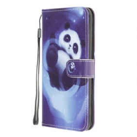 Folio-hoesje voor Xiaomi Redmi 9A Met Ketting Panda Space Met Sleutelkoord