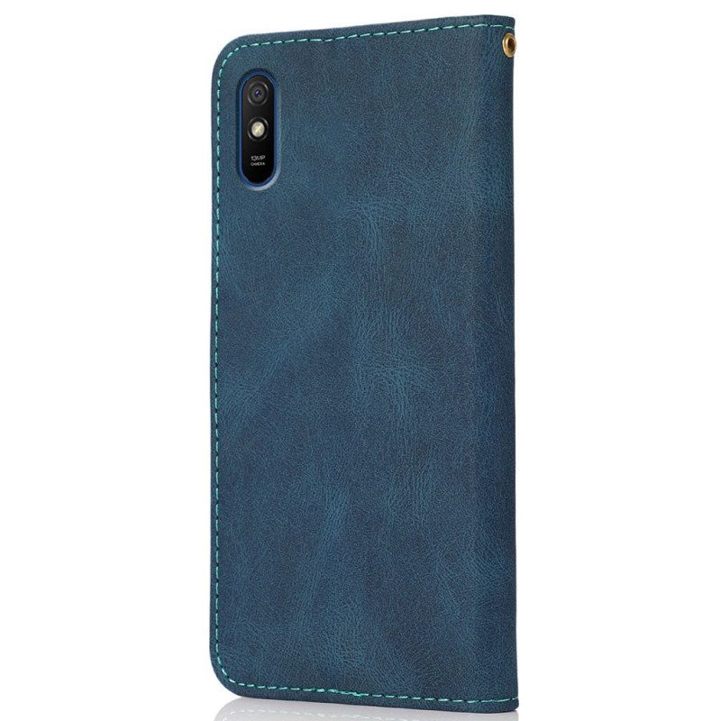 Folio-hoesje voor Xiaomi Redmi 9A Tweekleurig Driehoekig Imitatieleer