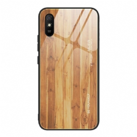 Hoesje voor Xiaomi Redmi 9A Houtdesign Gehard Glas