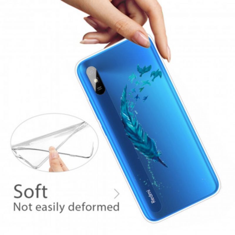 Hoesje voor Xiaomi Redmi 9A Mooie Blauwe Veer