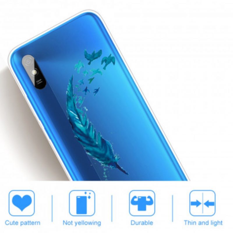 Hoesje voor Xiaomi Redmi 9A Mooie Blauwe Veer