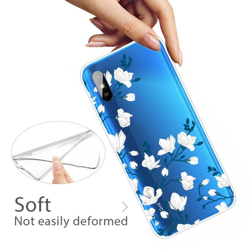 Hoesje voor Xiaomi Redmi 9A Witte Bloemen