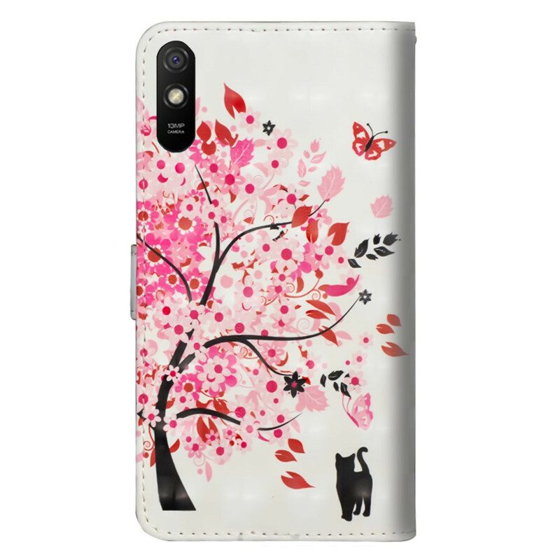 Leren Hoesje voor Xiaomi Redmi 9A Roze Boom