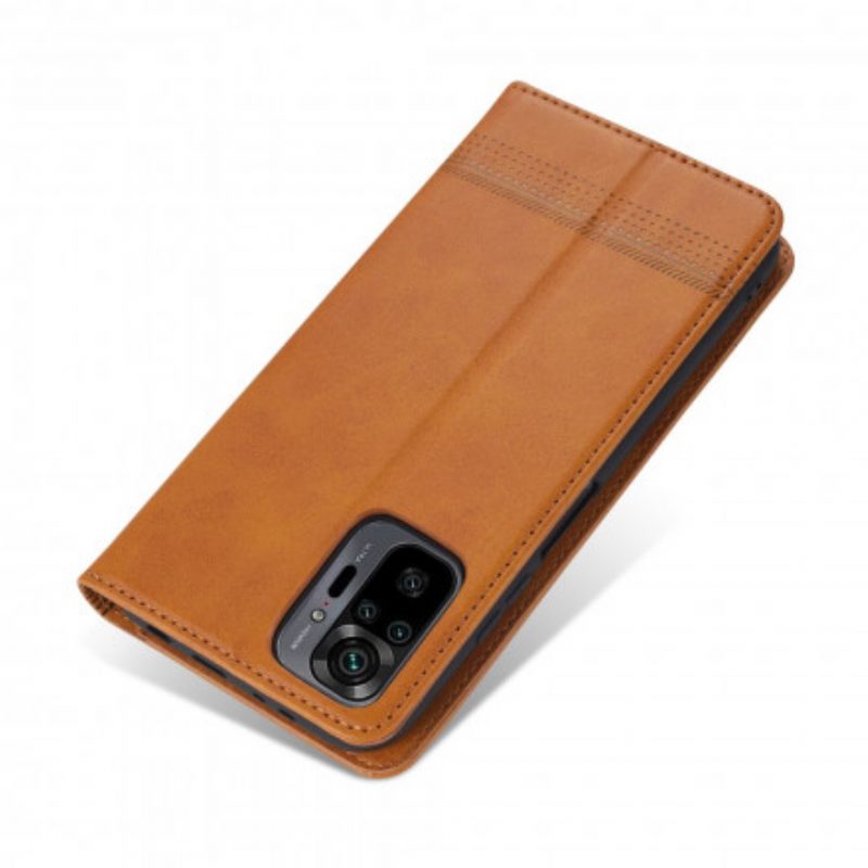 Bescherming Hoesje voor Xiaomi Redmi Note 10 Pro Folio-hoesje Azns Leerstyling