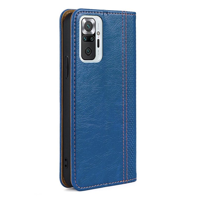 Bescherming Hoesje voor Xiaomi Redmi Note 10 Pro Folio-hoesje Litchi Split Lederen Stiksels