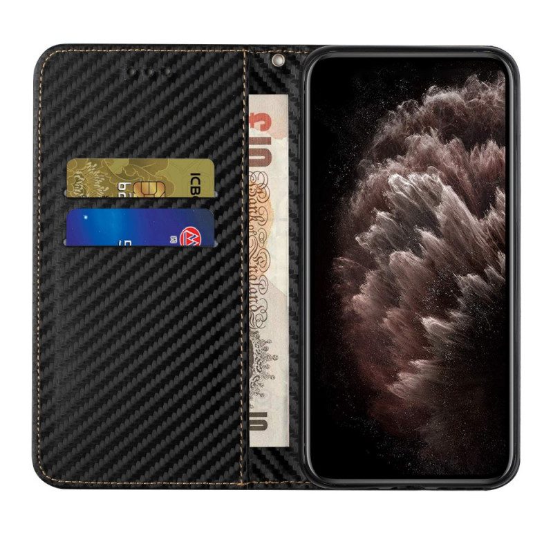 Bescherming Hoesje voor Xiaomi Redmi Note 10 Pro Met Ketting Folio-hoesje Band Van Koolstofvezel