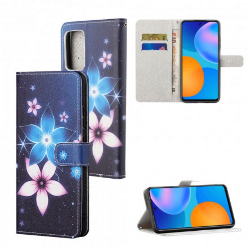 Flip Case voor Xiaomi Redmi Note 10 Pro Met Ketting Maanband Bloemen