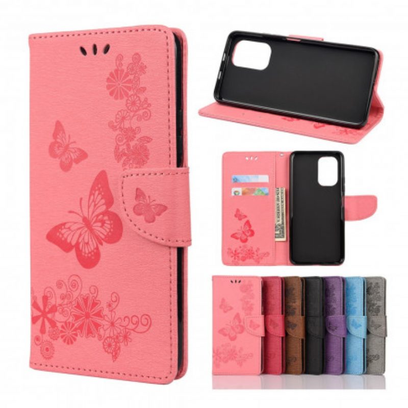 Folio-hoesje voor Xiaomi Redmi Note 10 Pro Alleen Vlinders Met Lanyard