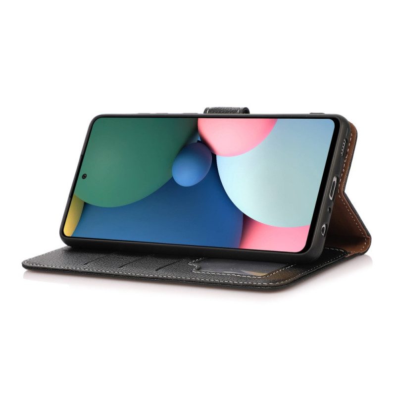 Folio-hoesje voor Xiaomi Redmi Note 10 Pro Lychee Blootgestelde Naden