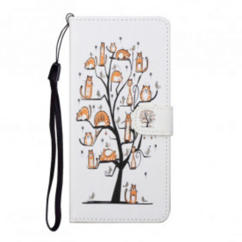 Folio-hoesje voor Xiaomi Redmi Note 10 Pro Met Ketting Funky Cats Met Riem