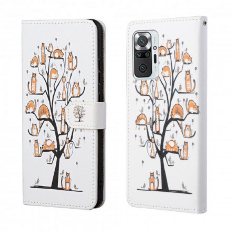 Folio-hoesje voor Xiaomi Redmi Note 10 Pro Met Ketting Funky Cats Met Riem