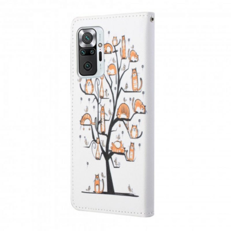 Folio-hoesje voor Xiaomi Redmi Note 10 Pro Met Ketting Funky Cats Met Riem