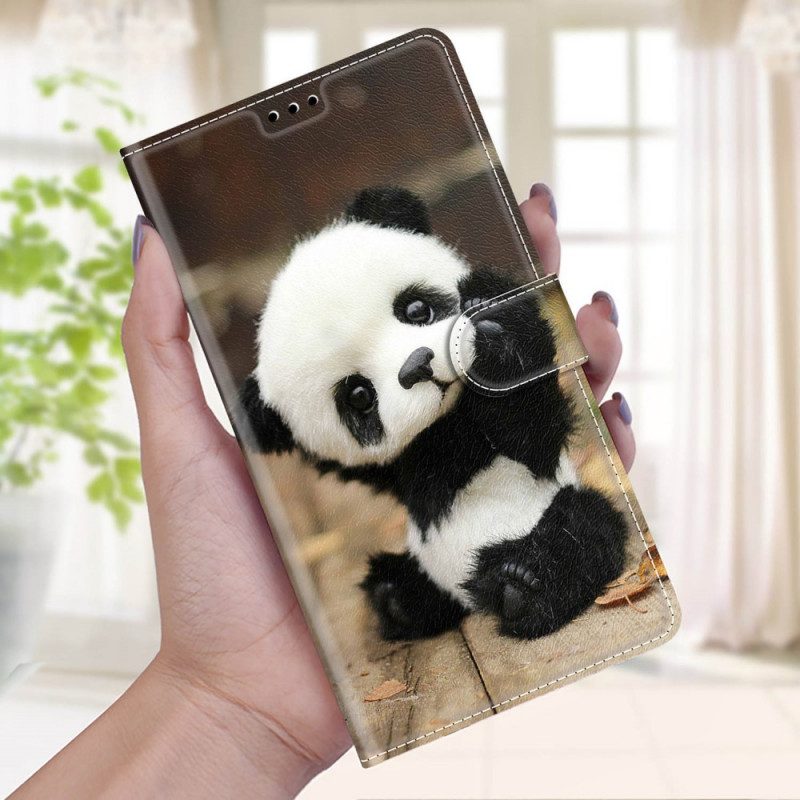 Folio-hoesje voor Xiaomi Redmi Note 10 Pro Met Ketting Kleine Panda Met Riem