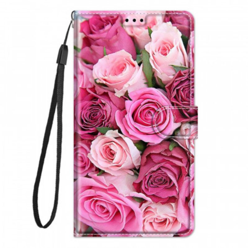 Folio-hoesje voor Xiaomi Redmi Note 10 Pro Met Ketting Riem Rozen