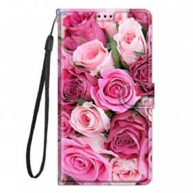 Folio-hoesje voor Xiaomi Redmi Note 10 Pro Met Ketting Riem Rozen