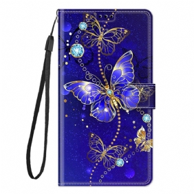 Folio-hoesje voor Xiaomi Redmi Note 10 Pro Met Ketting Riem Vlinders Waaier