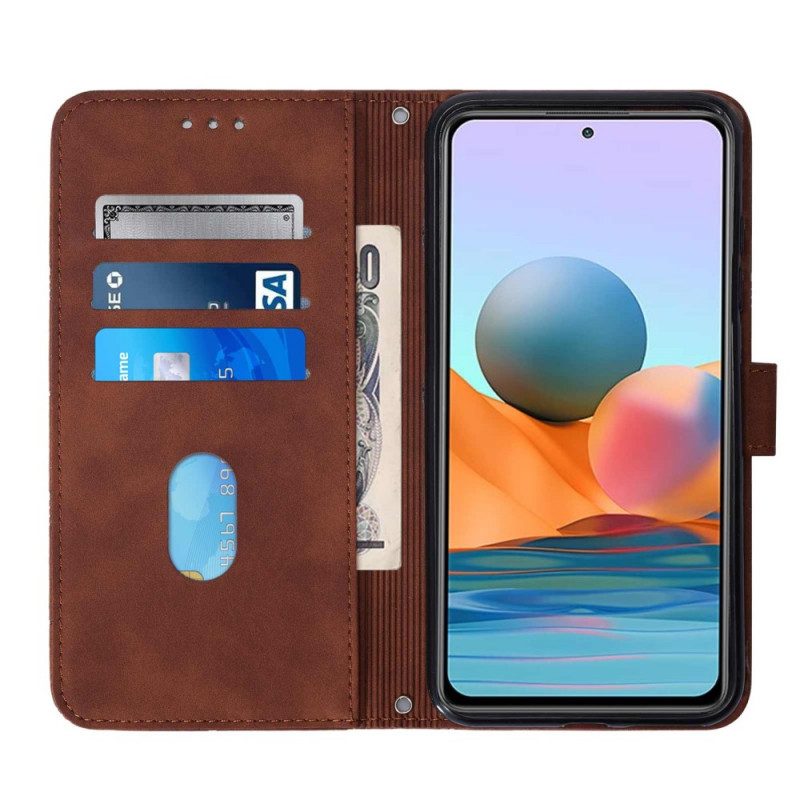 Folio-hoesje voor Xiaomi Redmi Note 10 Pro Met Ketting Strappy Geometrische Lederen Stijl