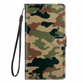 Folio-hoesje voor Xiaomi Redmi Note 10 Pro Met Ketting Strappy Militaire Camouflage