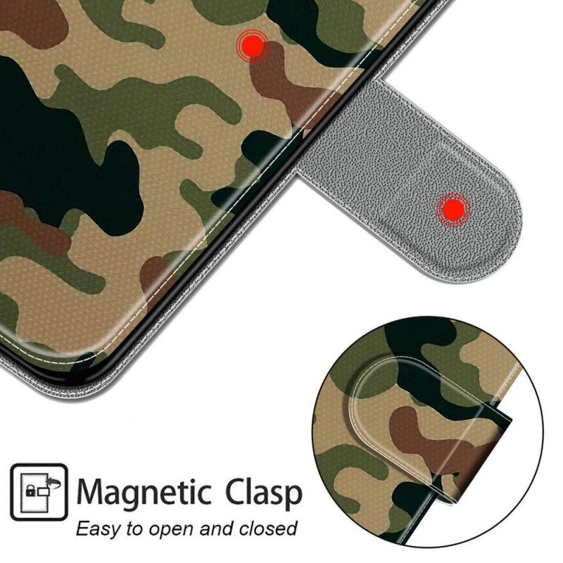 Folio-hoesje voor Xiaomi Redmi Note 10 Pro Met Ketting Strappy Militaire Camouflage