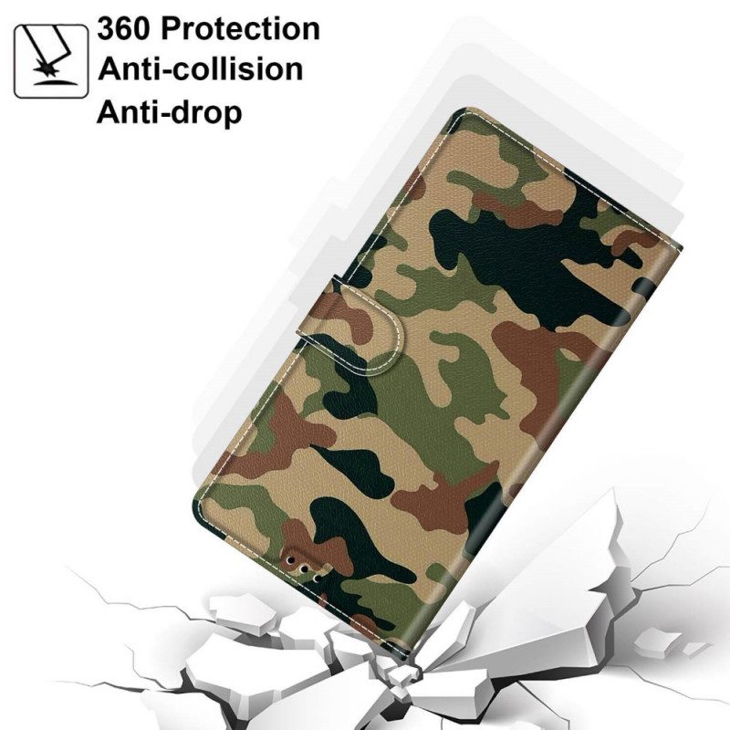 Folio-hoesje voor Xiaomi Redmi Note 10 Pro Met Ketting Strappy Militaire Camouflage