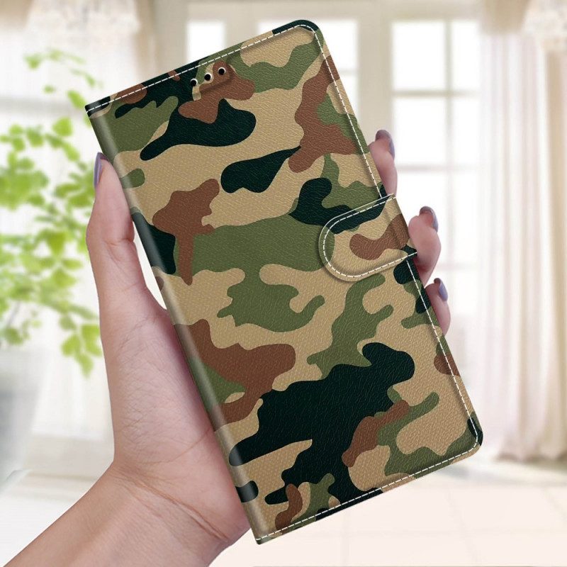 Folio-hoesje voor Xiaomi Redmi Note 10 Pro Met Ketting Strappy Militaire Camouflage