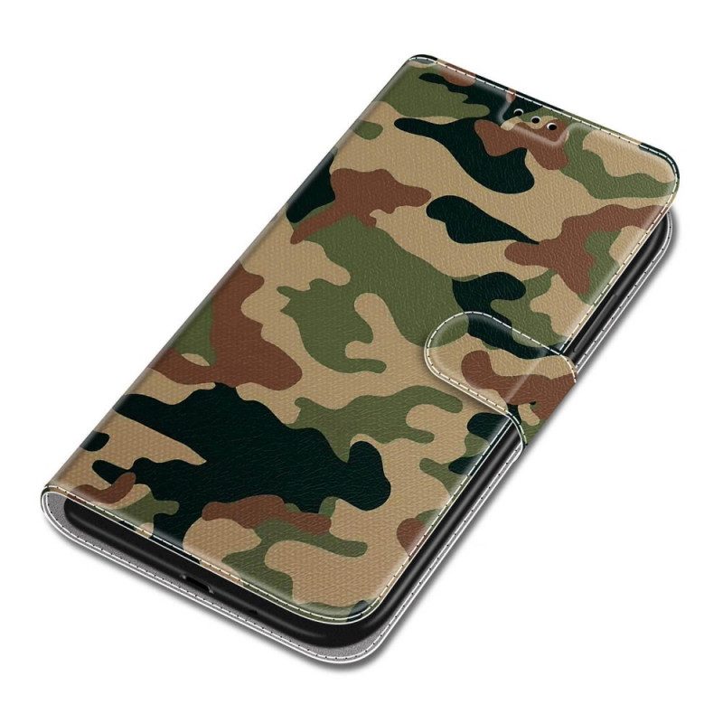 Folio-hoesje voor Xiaomi Redmi Note 10 Pro Met Ketting Strappy Militaire Camouflage