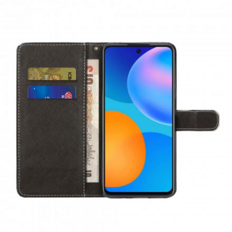 Folio-hoesje voor Xiaomi Redmi Note 10 Pro Met Ketting Strappy Zwarte Kattenogen