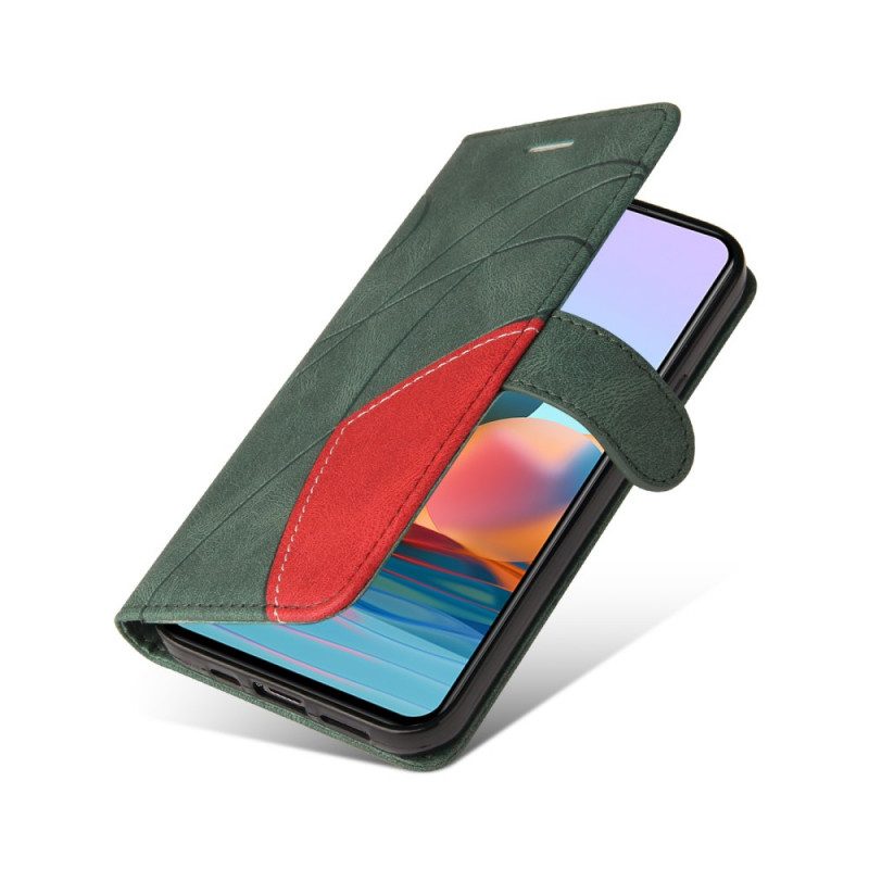 Folio-hoesje voor Xiaomi Redmi Note 10 Pro Tweekleurig Kenmerkend Kunstleer