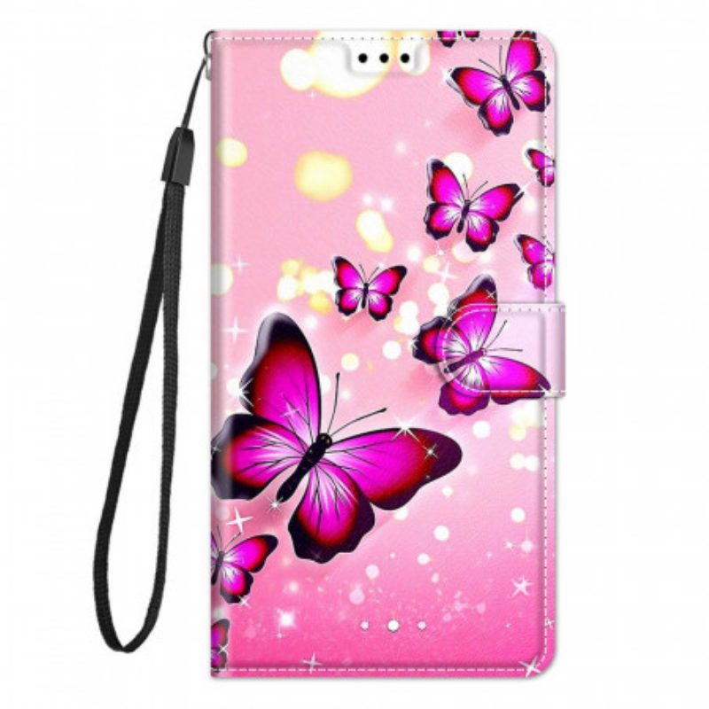 Folio-hoesje voor Xiaomi Redmi Note 10 Pro Vlinders En Lanyard