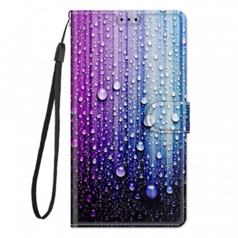 Folio-hoesje voor Xiaomi Redmi Note 10 Pro Waterdruppels Met Lanyard