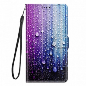 Folio-hoesje voor Xiaomi Redmi Note 10 Pro Waterdruppels Met Lanyard