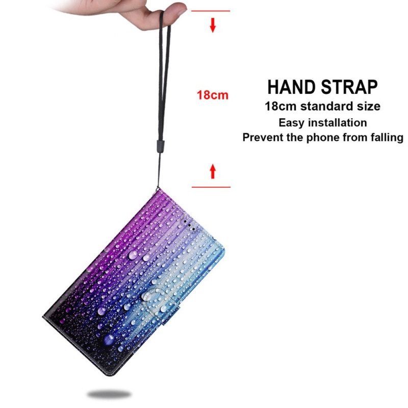 Folio-hoesje voor Xiaomi Redmi Note 10 Pro Waterdruppels Met Lanyard