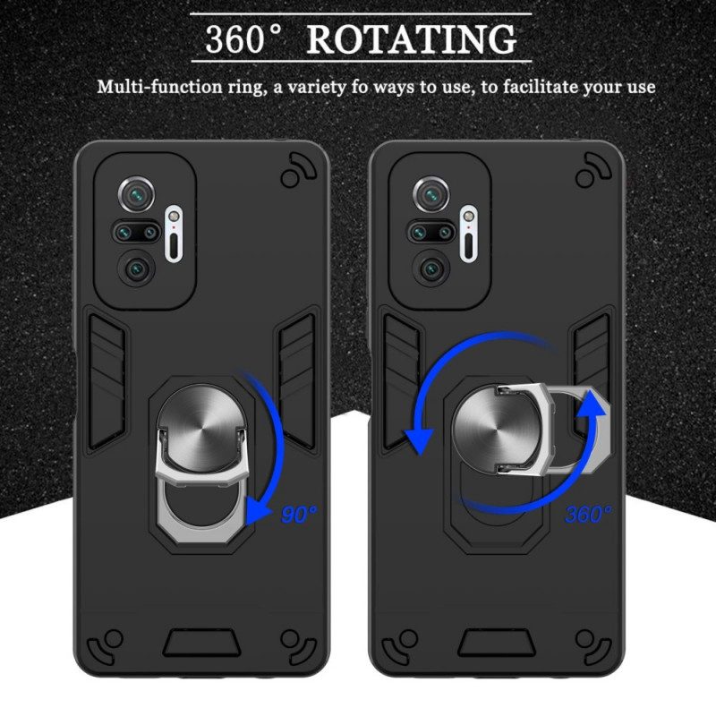 Hoesje voor Xiaomi Redmi Note 10 Pro Afneembare Ring-support Metallic