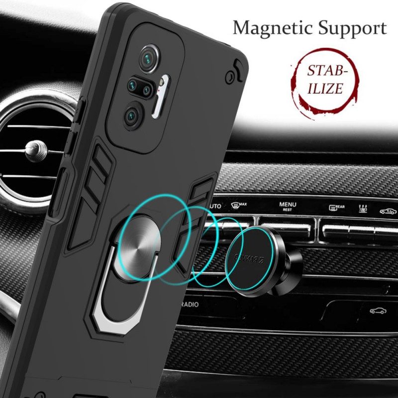 Hoesje voor Xiaomi Redmi Note 10 Pro Afneembare Ring-support Metallic