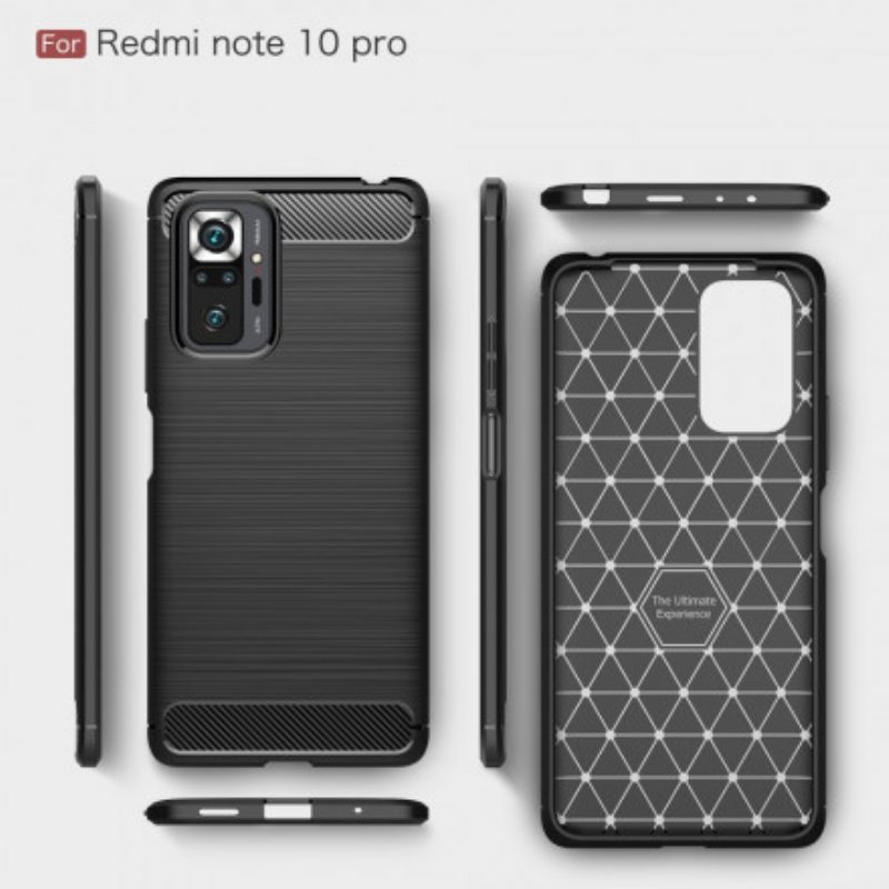 Hoesje voor Xiaomi Redmi Note 10 Pro Geborstelde Koolstofvezel