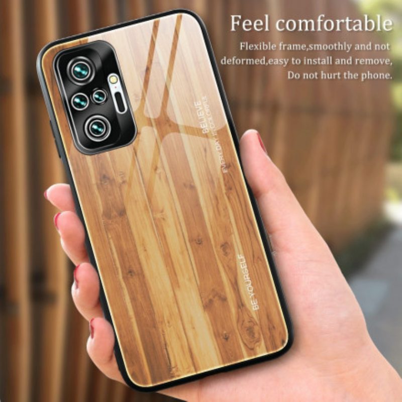 Hoesje voor Xiaomi Redmi Note 10 Pro Houtdesign Gehard Glas