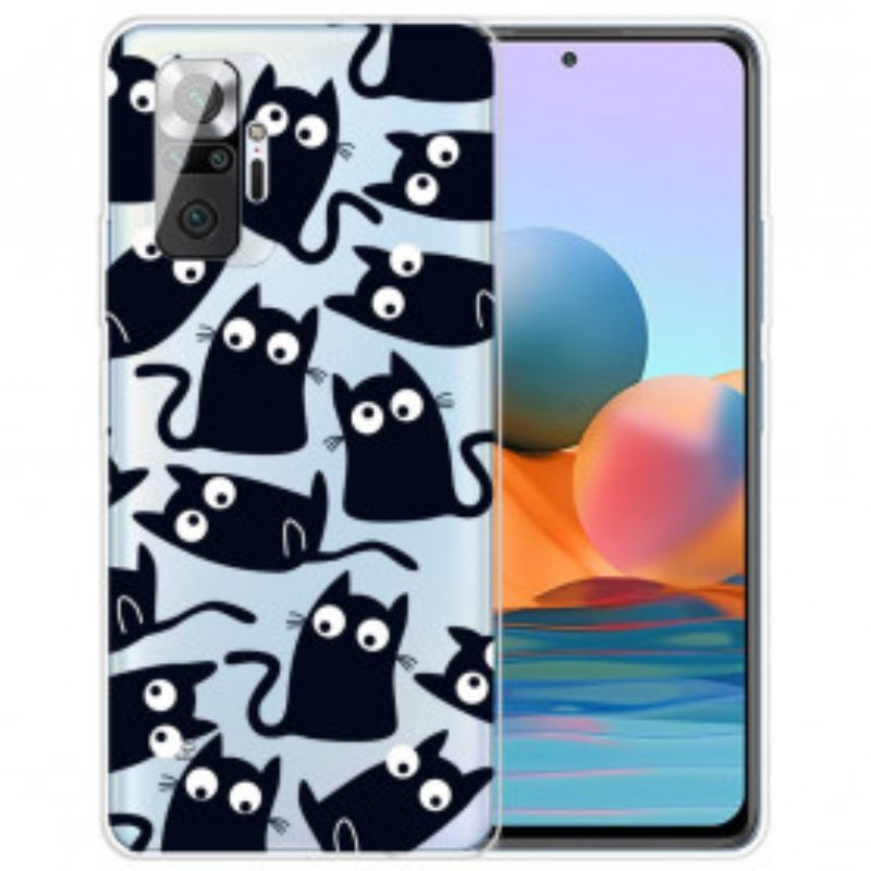 Hoesje voor Xiaomi Redmi Note 10 Pro Meerdere Zwarte Katten