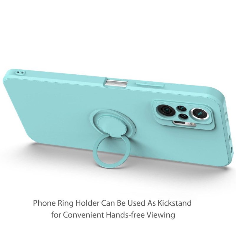 Hoesje voor Xiaomi Redmi Note 10 Pro Vloeibare Siliconen Ring En Lanyard