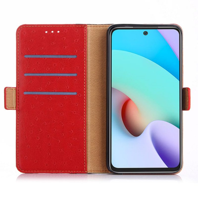 Leren Hoesje voor Xiaomi Redmi Note 10 Pro Bicolor Struisvogel Huidtextuur