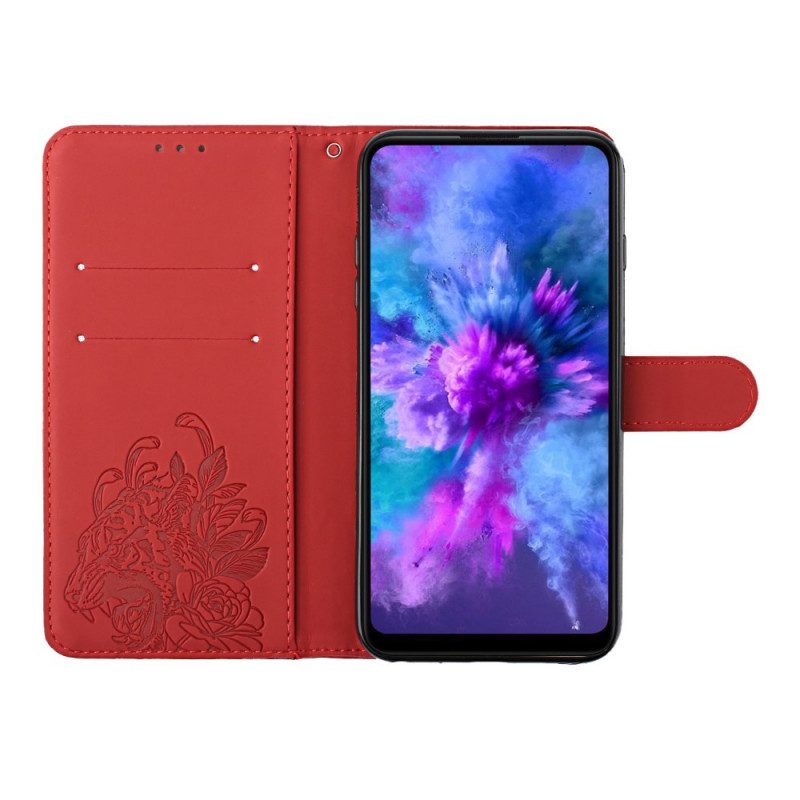 Leren Hoesje voor Xiaomi Redmi Note 10 Pro Met Ketting Barokke Strappy Tijger