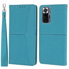 Leren Hoesje voor Xiaomi Redmi Note 10 Pro Met Ketting Geweven Leren Stijl Met Bandjes