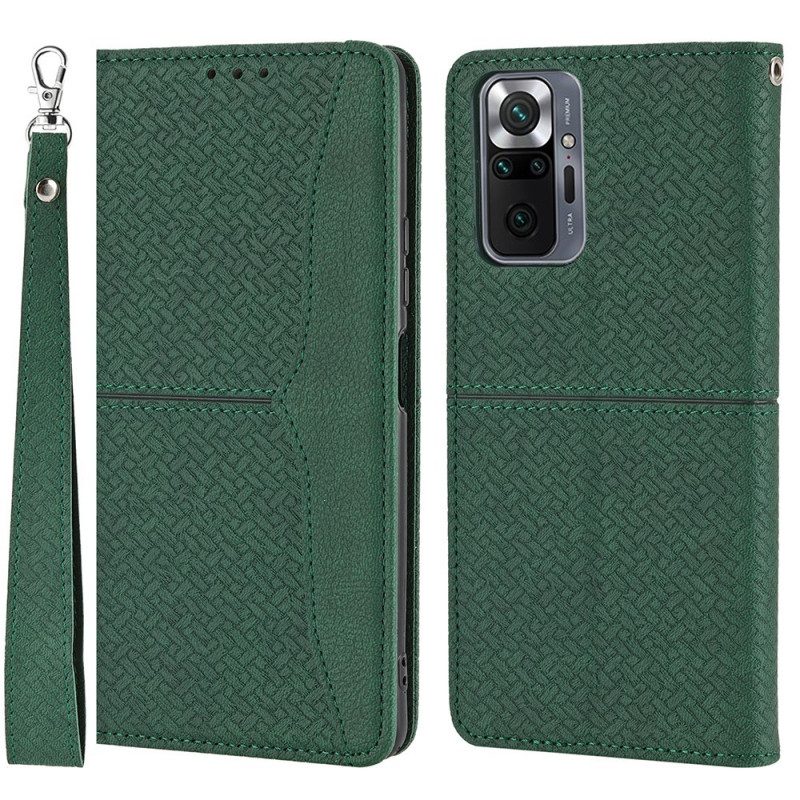 Leren Hoesje voor Xiaomi Redmi Note 10 Pro Met Ketting Geweven Leren Stijl Met Bandjes