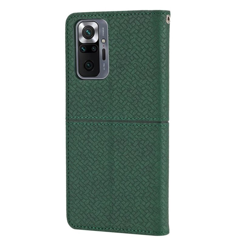 Leren Hoesje voor Xiaomi Redmi Note 10 Pro Met Ketting Geweven Leren Stijl Met Bandjes