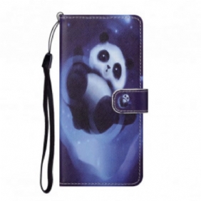 Leren Hoesje voor Xiaomi Redmi Note 10 Pro Met Ketting Panda Space Met Sleutelkoord