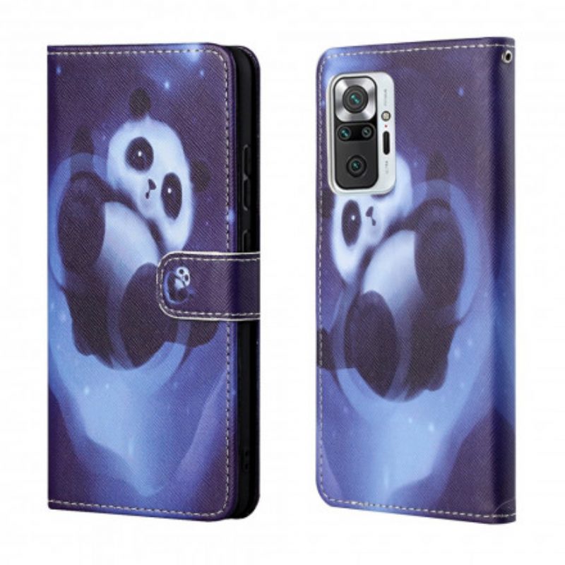 Leren Hoesje voor Xiaomi Redmi Note 10 Pro Met Ketting Panda Space Met Sleutelkoord