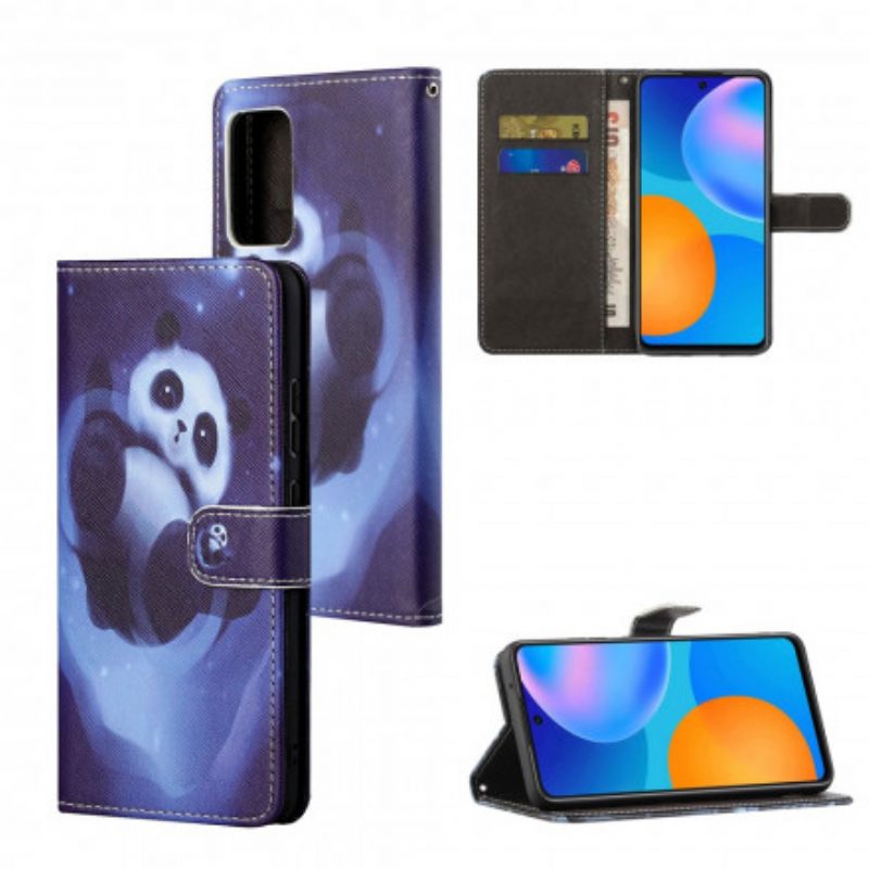 Leren Hoesje voor Xiaomi Redmi Note 10 Pro Met Ketting Panda Space Met Sleutelkoord