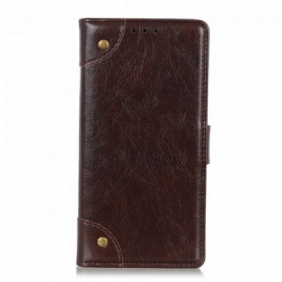 Leren Hoesje voor Xiaomi Redmi Note 10 Pro Stijl Nappa Lederen Vintage Klinknagels