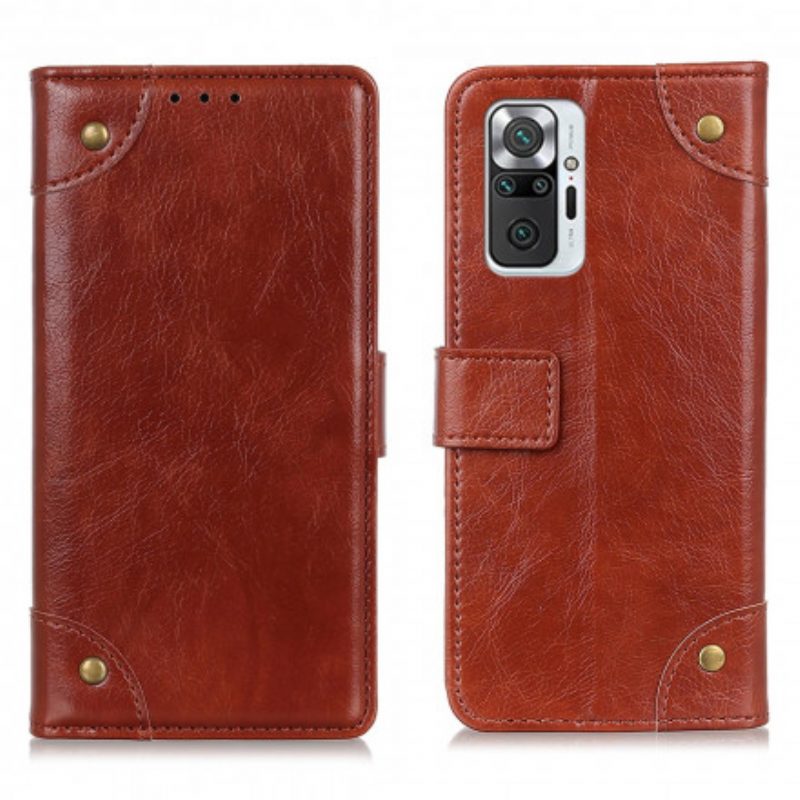 Leren Hoesje voor Xiaomi Redmi Note 10 Pro Stijl Nappa Lederen Vintage Klinknagels