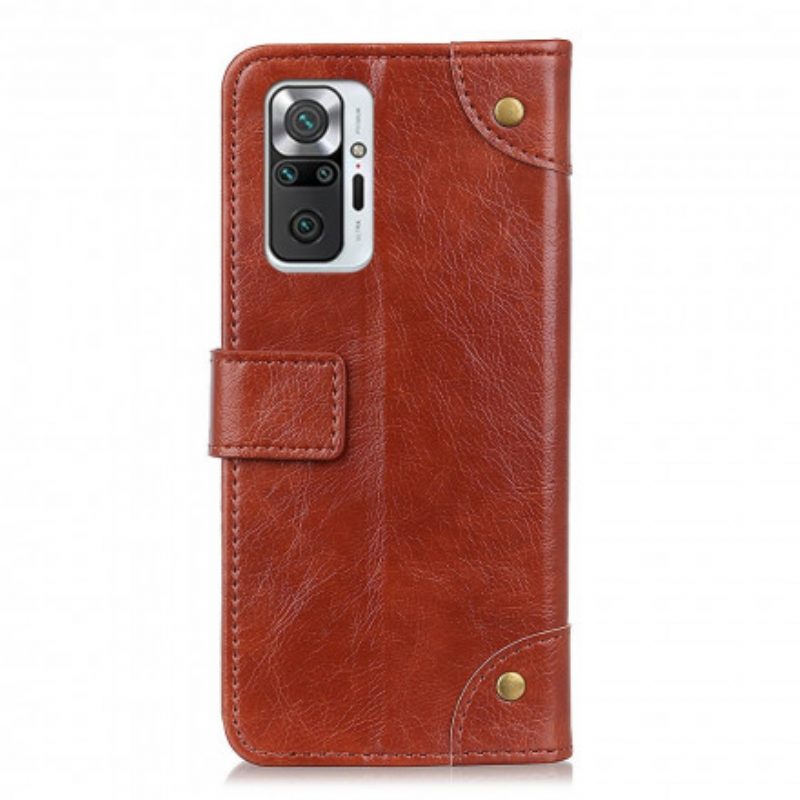 Leren Hoesje voor Xiaomi Redmi Note 10 Pro Stijl Nappa Lederen Vintage Klinknagels