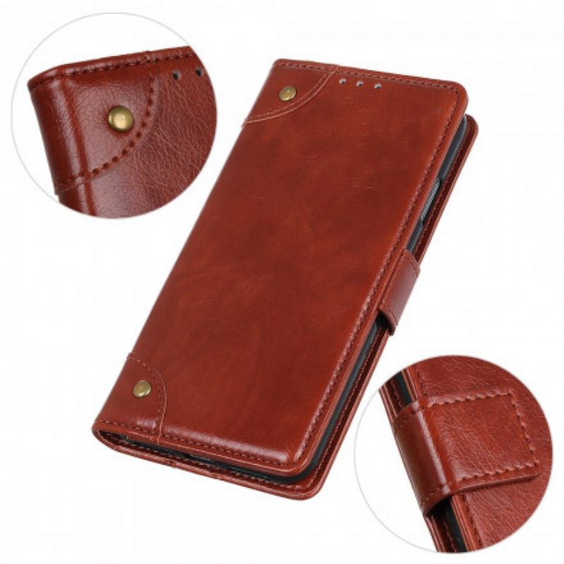 Leren Hoesje voor Xiaomi Redmi Note 10 Pro Stijl Nappa Lederen Vintage Klinknagels